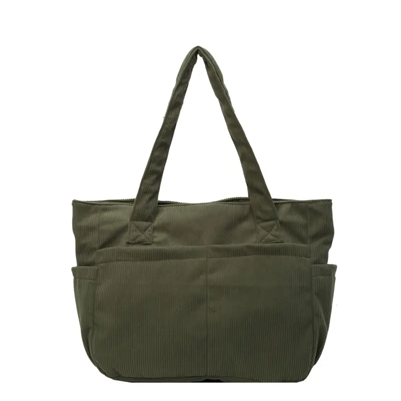 Japanese Style Canvas Crossbody Bag Large Capacity Olive Green - Image 3