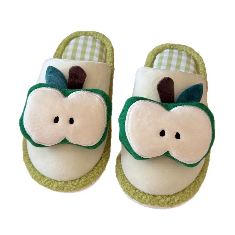 Cute Apple Design Cotton Slippers for Women - Image 8