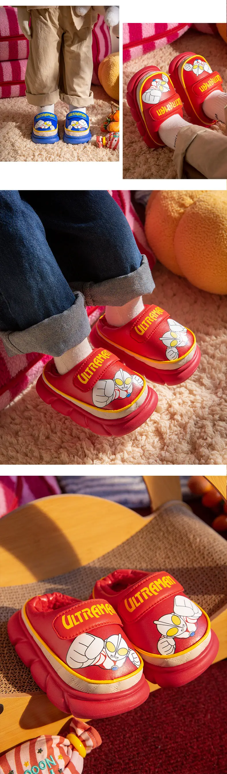 Ultraman Kidsren's Cotton Slippers Boys Autumn and Winter Waterproof Kidsren's Cotton Slippers Indoor Non-Slip Warm Baby Cotton Shoes — feature 7