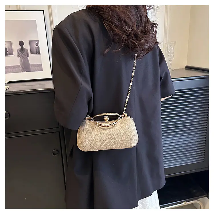 2025 Cross-Border Women's Chain Shoulder Bag Gold Embroidered — feature 9