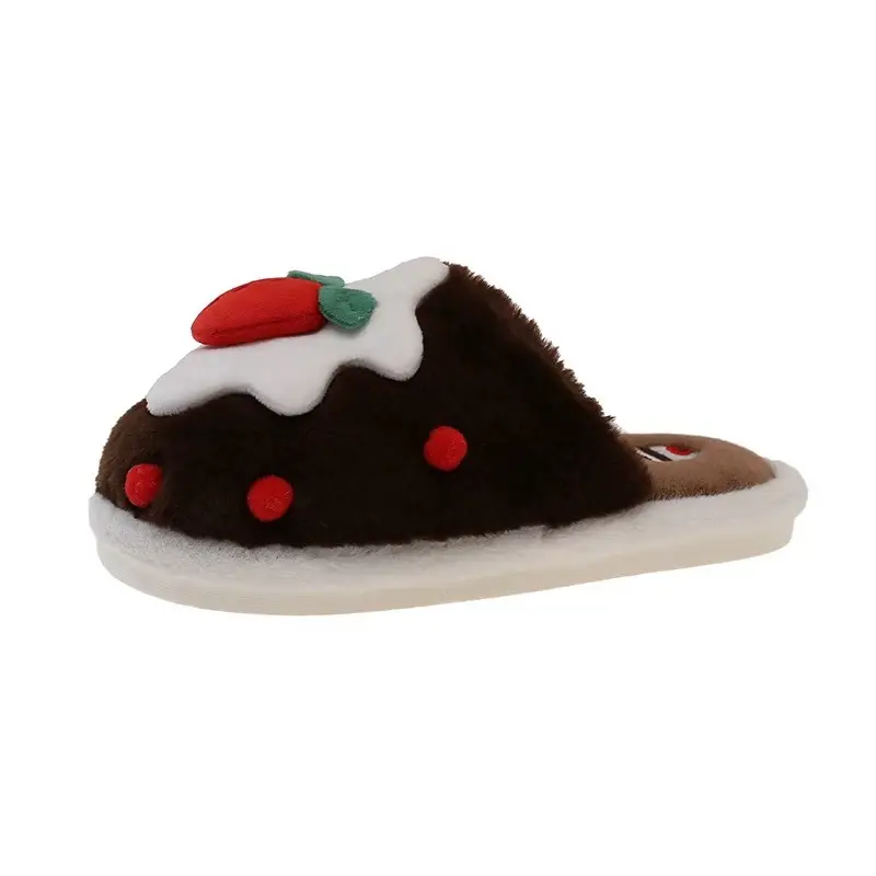 Cute Strawberry Cake Cotton Slippers for Women Winter Indoor Home Baotou Soft Sole Non-Slip Plush Warm Confinement Slippers - Image 6