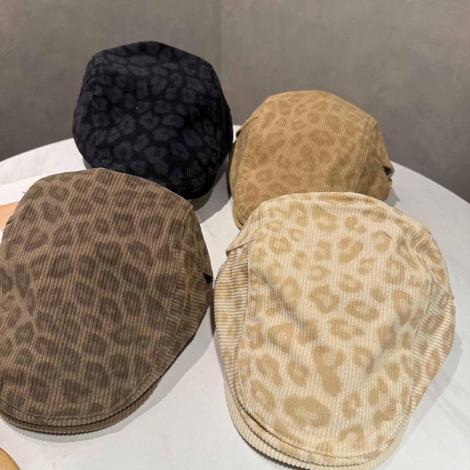 Vintage Leopard Print Forward Cap for Women