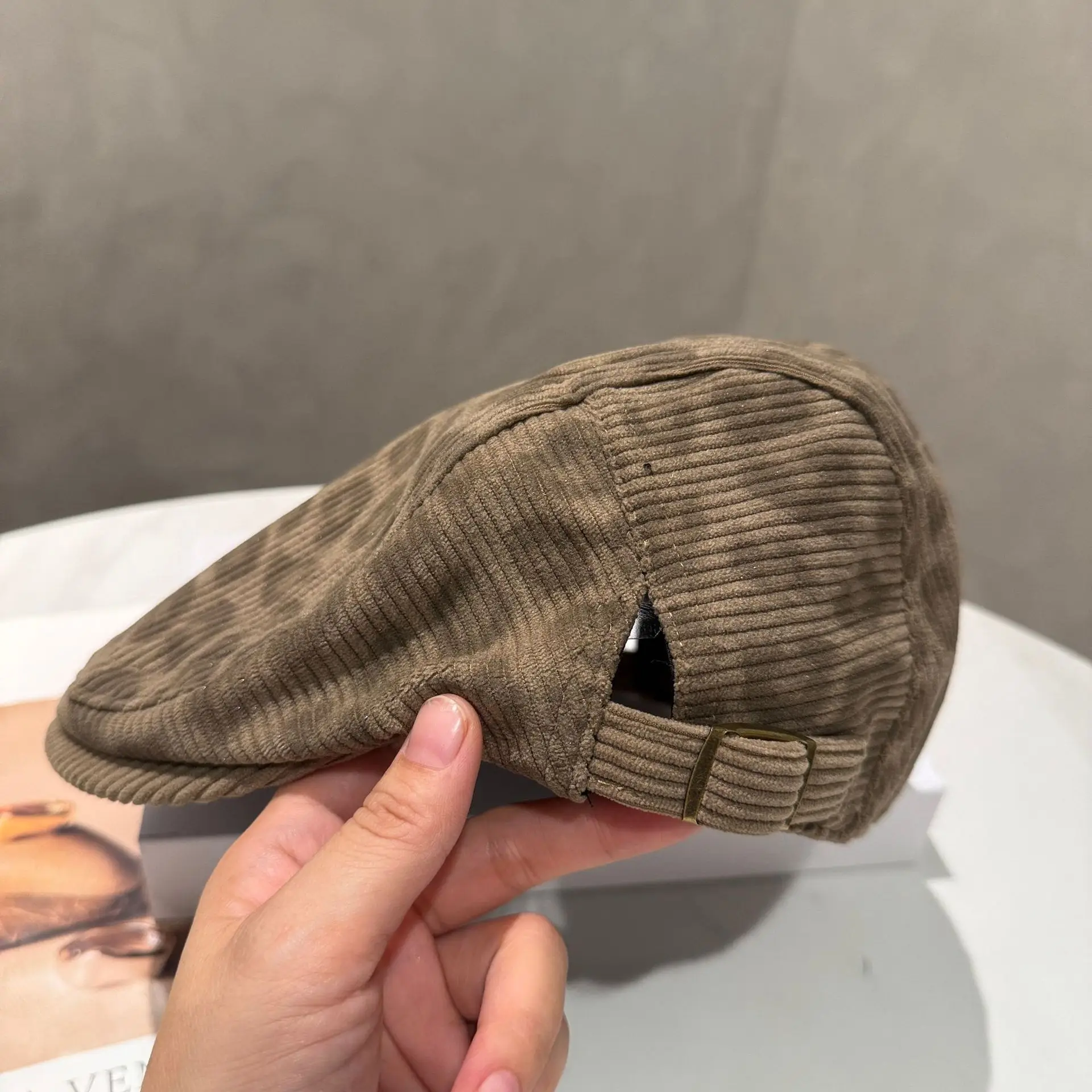 Vintage Leopard Print Forward Cap for Women