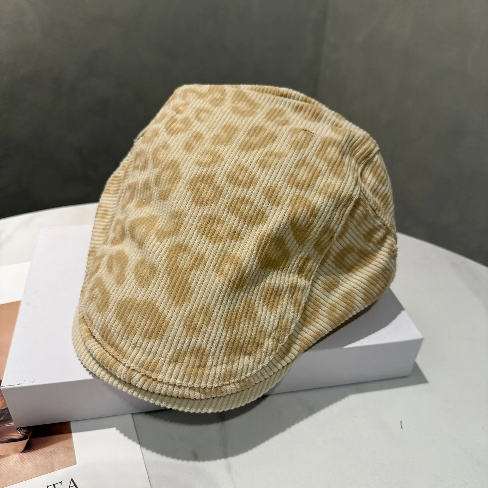Vintage Leopard Print Forward Cap for Women
