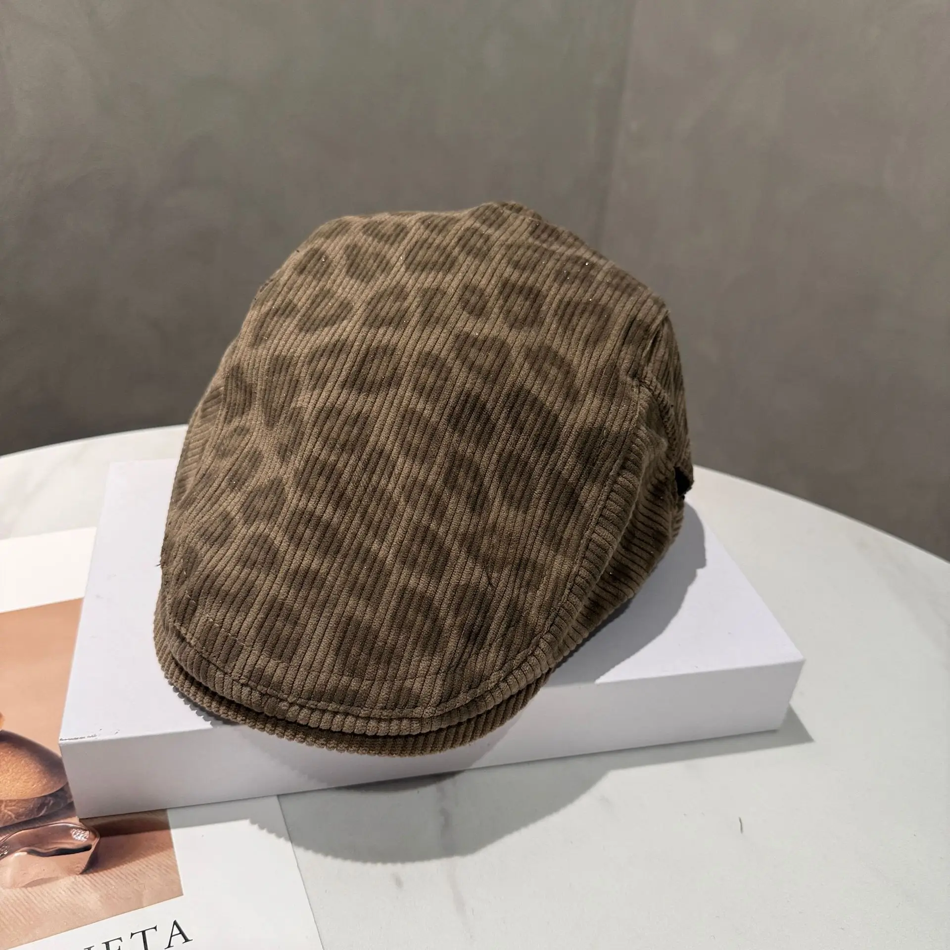 Vintage Leopard Print Forward Cap for Women