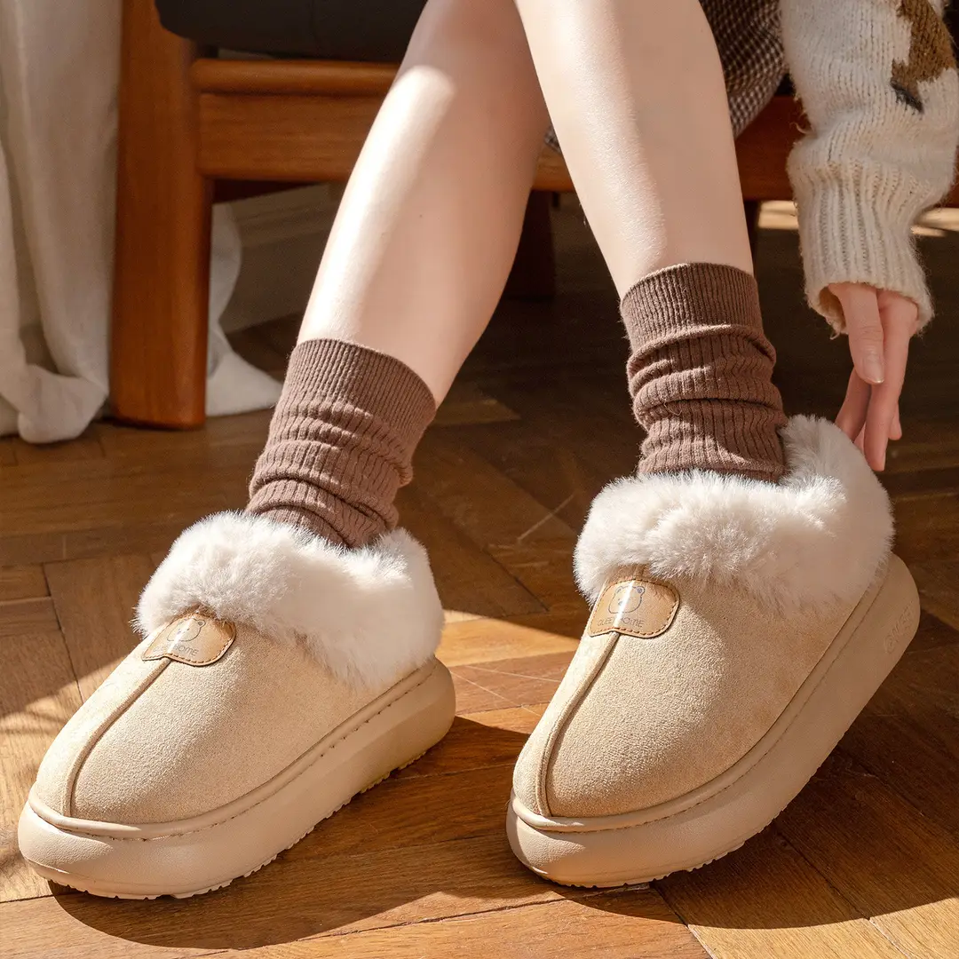 Cotton Slippers for Women, Autumn and Winter Home Non-Slip Thick Soles That Can Be Worn Outside, Warm Plush Plush Cotton Shoes for Men - Image 7