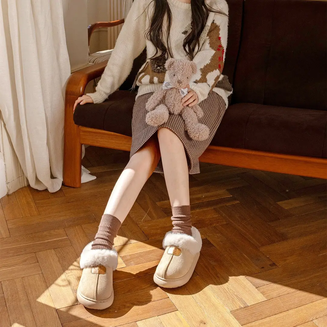 Cotton Slippers for Women, Autumn and Winter Home Non-Slip Thick Soles That Can Be Worn Outside, Warm Plush Plush Cotton Shoes for Men - Image 8