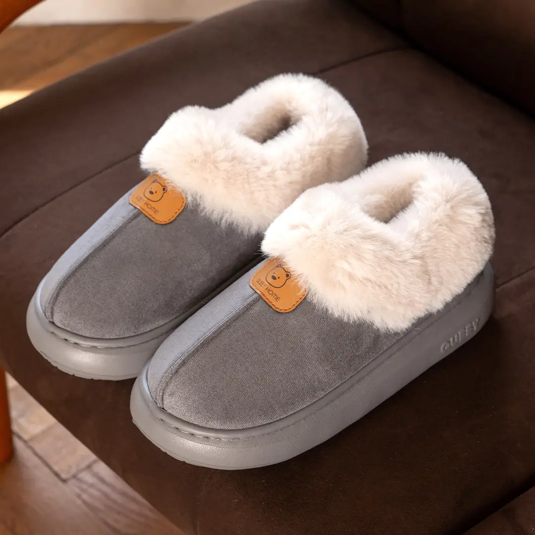 Cotton Slippers for Women, Autumn and Winter Home Non-Slip Thick Soles That Can Be Worn Outside, Warm Plush Plush Cotton Shoes for Men - Image 4