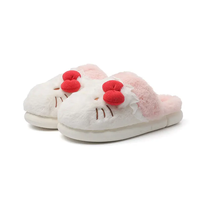 Cute Kitty Fluffy Slippers Women Pink 2024 Winter - Image 10