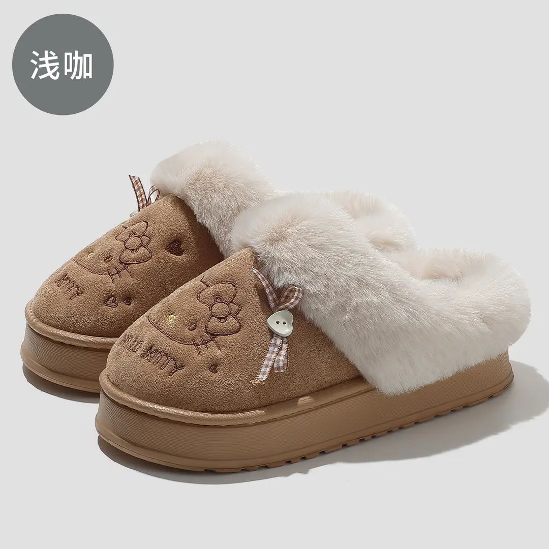 Cute Parent-Child Cotton Slippers for Women Winter Home Indoor Cartoon Children's Cotton Shoes Kitten Warm Plush Cotton Slippers Wholesale - Image 2