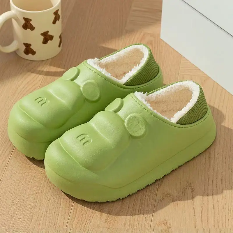 Cute Closed-Back Cotton Slippers for Women, Winter 5 New Waterproof Non-Slip Indoor Home Warm Maternity Cotton Shoes Autumn - Image 2