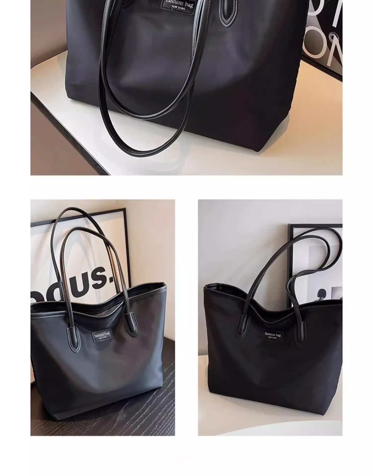 Women's Large Capacity Oxford Tote Bag Navy Blue — feature 73