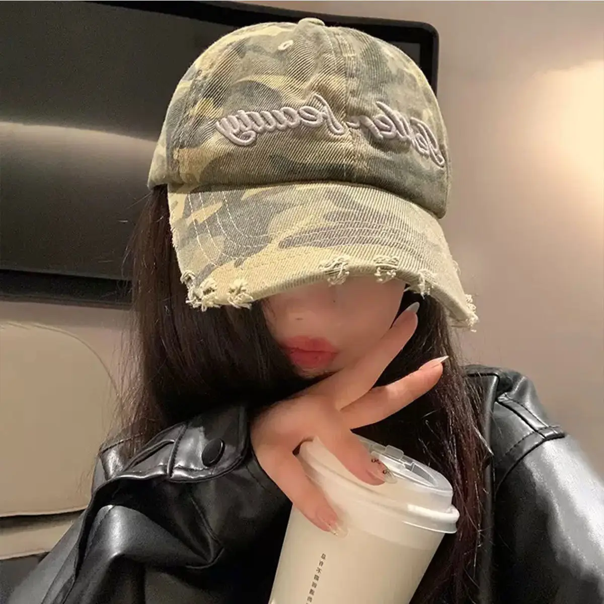 Women Men Camo Letter Cap Summer Visor - Image 7
