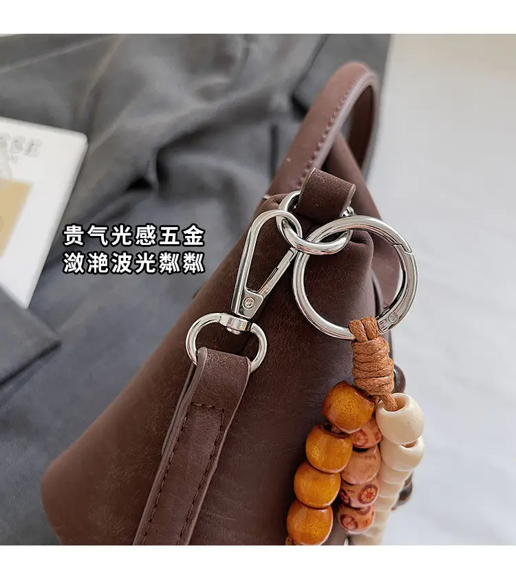 Women's Cream White Crossbody Bag with Beaded Strap — feature 10