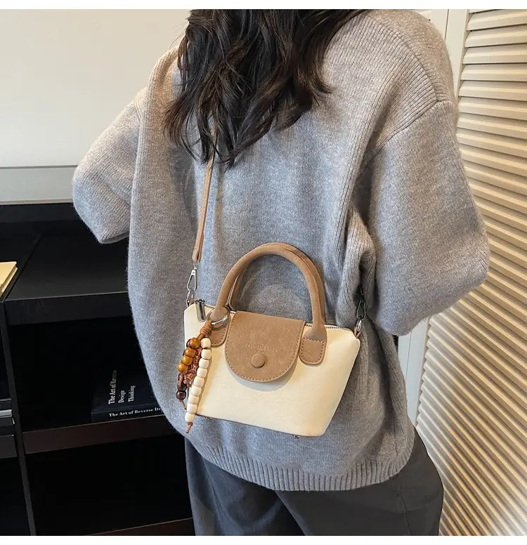 Women's Cream White Crossbody Bag with Beaded Strap — feature 4