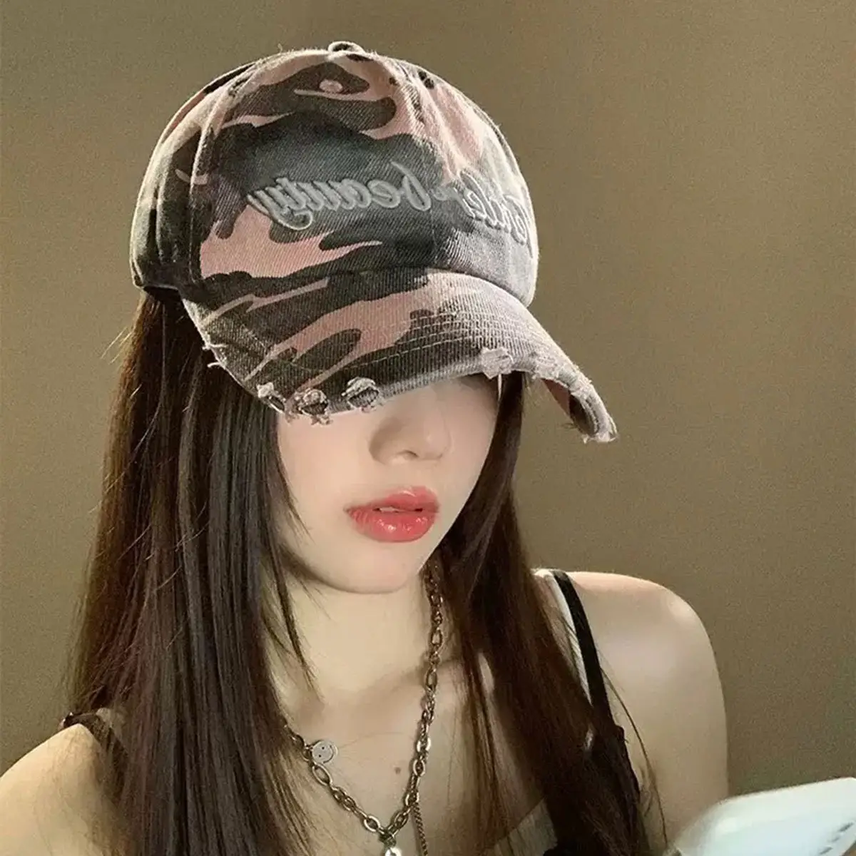 Korean Style Camouflage Embroidered Baseball Cap for Women — feature 4