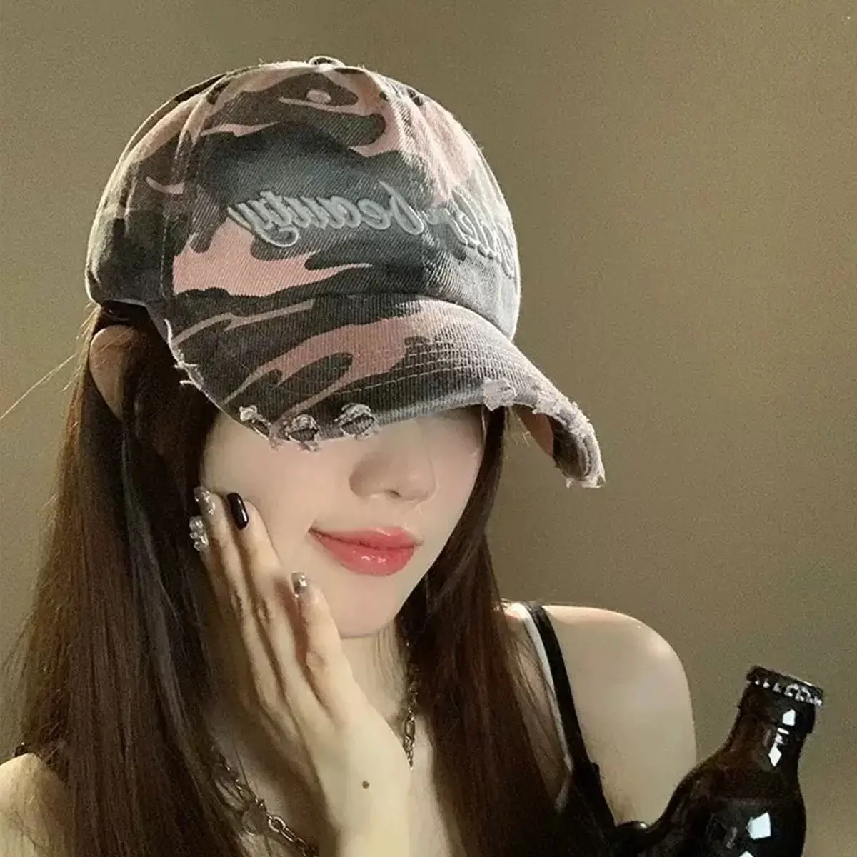Korean Style Camouflage Embroidered Baseball Cap for Women — feature 5