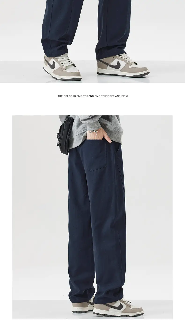 Dark Blue Cotton Straight-Leg Pants for Men 2026 — feature 10