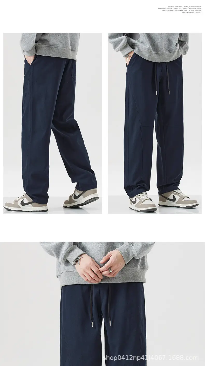 Dark Blue Cotton Straight-Leg Pants for Men 2026 — feature 11