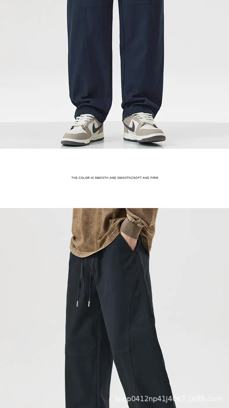 Dark Blue Cotton Straight-Leg Pants for Men 2026 — feature 12