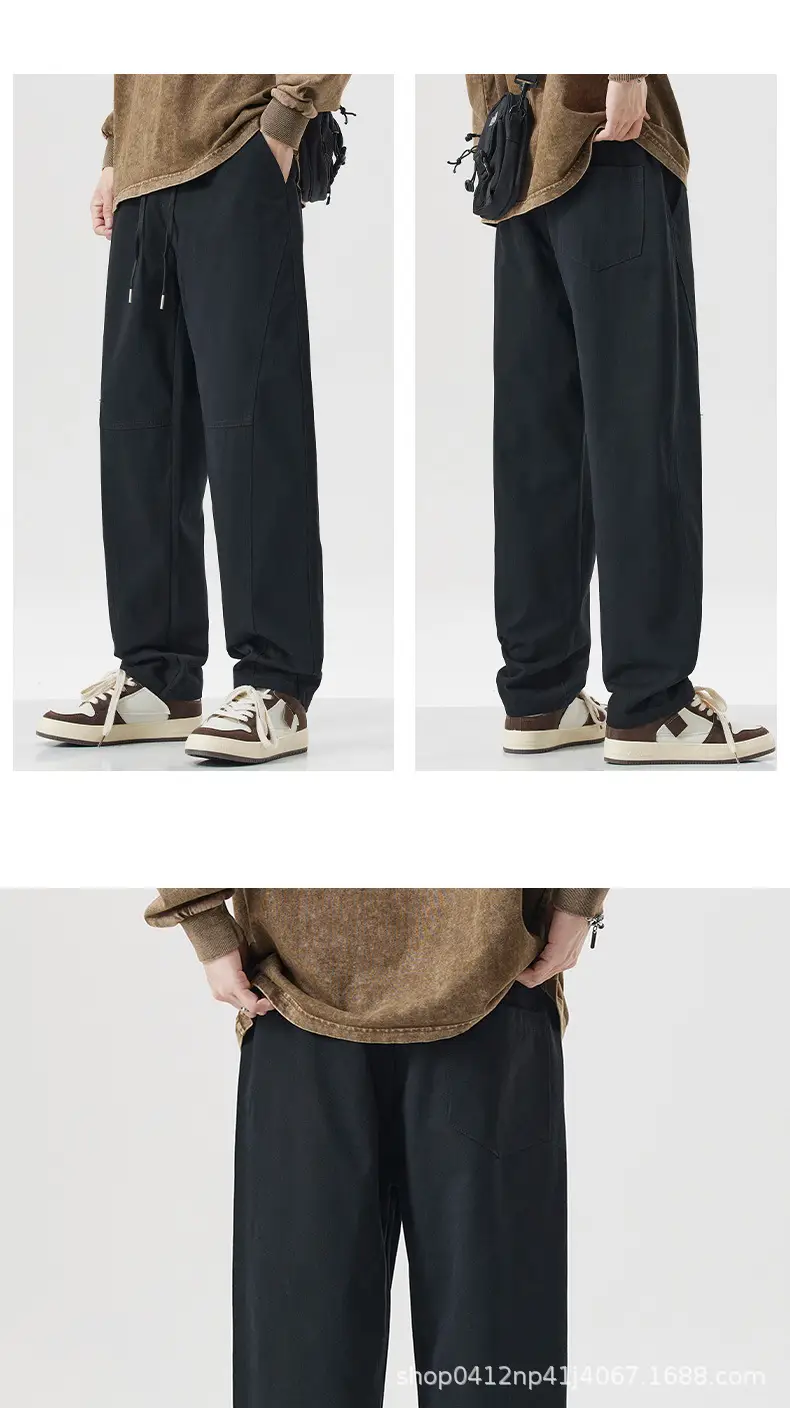 Dark Blue Cotton Straight-Leg Pants for Men 2026 — feature 14