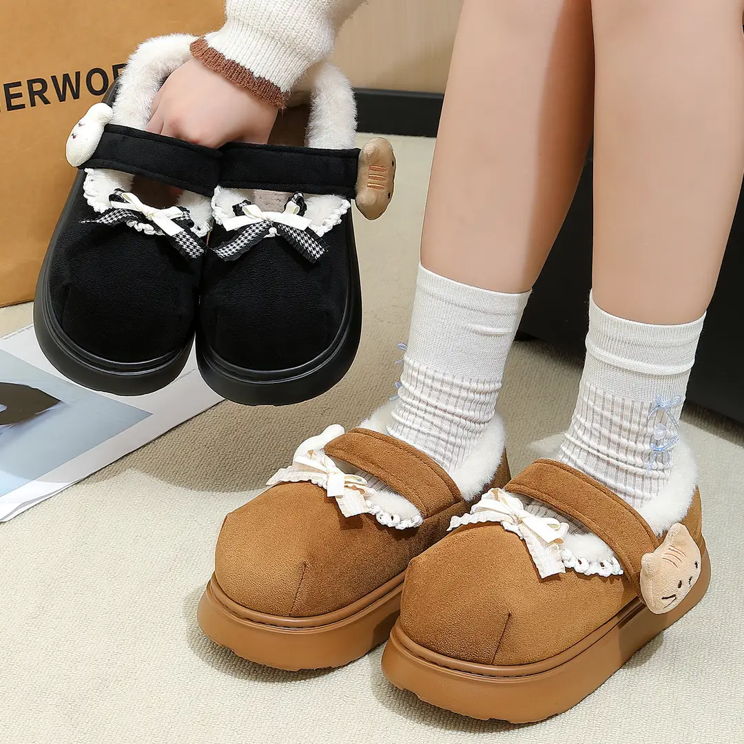 Cotton Shoes for Women to Wear Outside in Autumn and Winter 2025 New Indoor Cute Thick-Soled Warm Plush Bag Heel Cotton Shoes for Outdoor Use - Image 7
