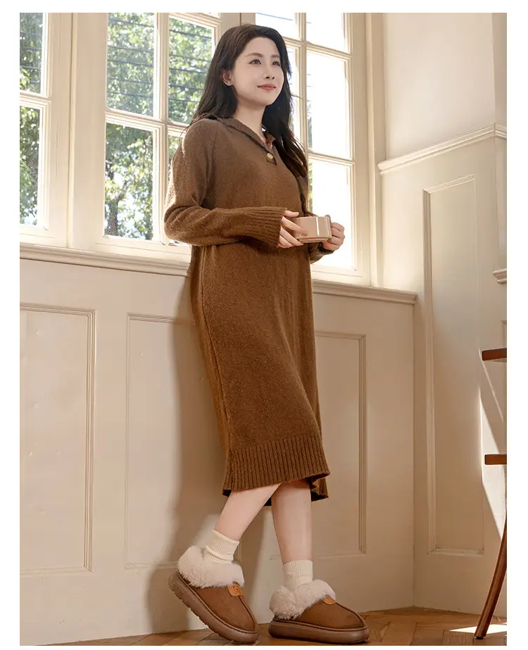 Women's Plush Heel Cover Slippers Beige Winter — feature 28