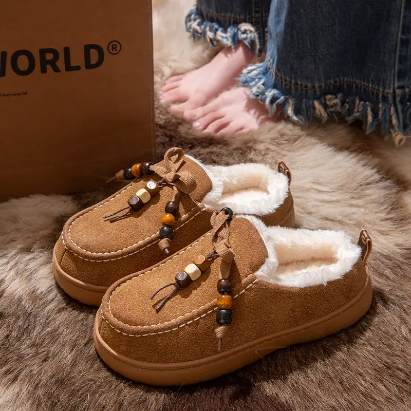 Women's Warm Cotton Slippers Brown Winter - Image 3
