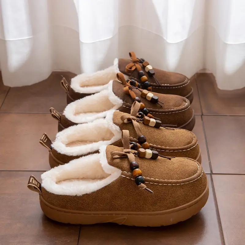 Women's Warm Cotton Slippers Brown Winter - Image 4