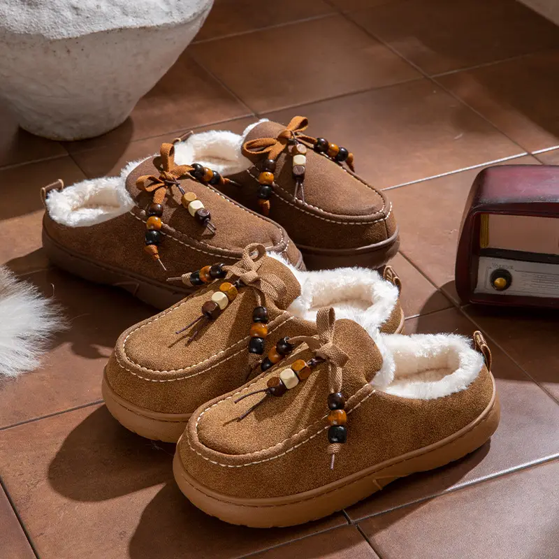 Women's Warm Cotton Slippers Brown Winter - Image 5