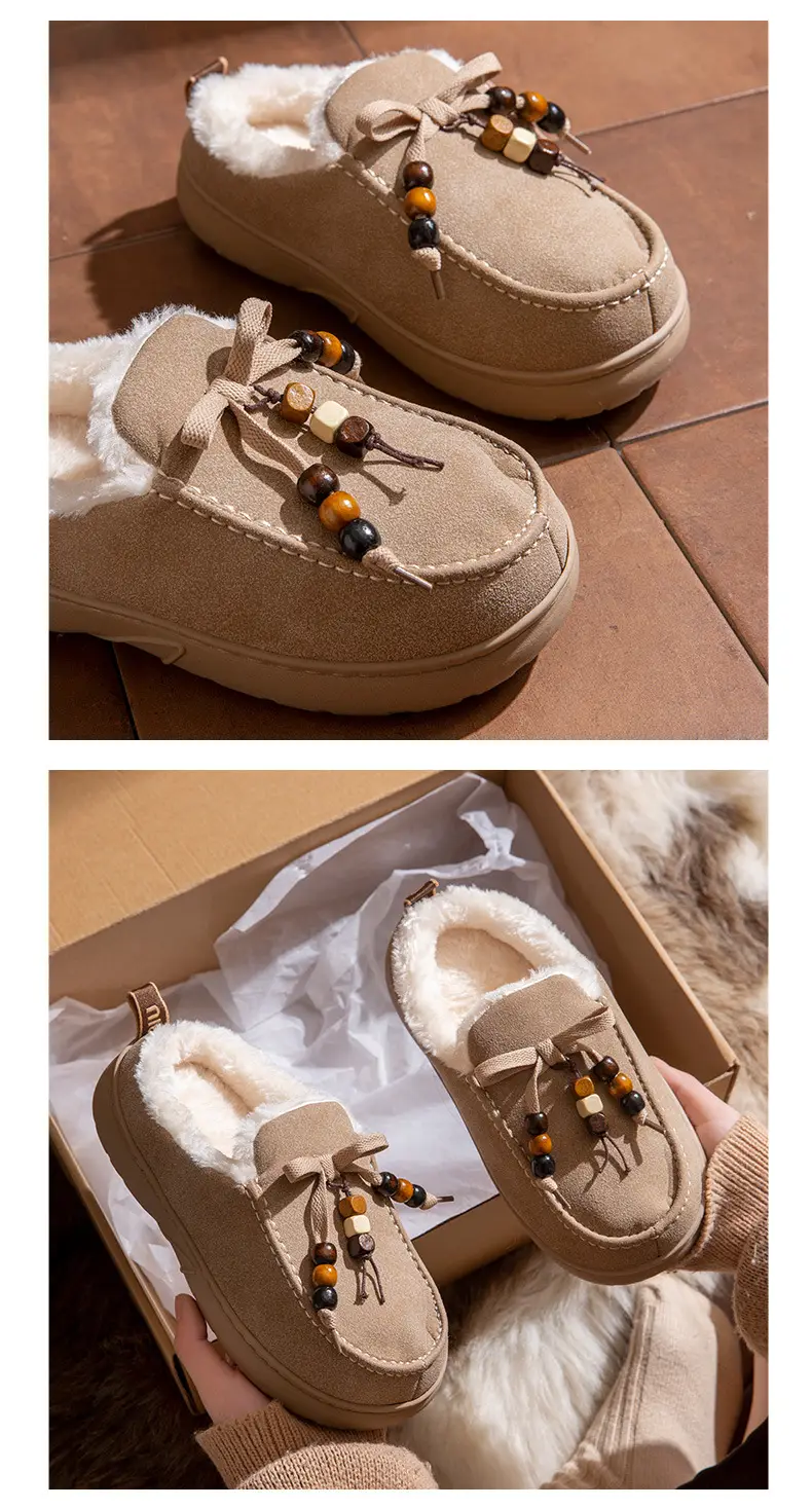 Women's Warm Cotton Slippers Brown Winter — feature 9