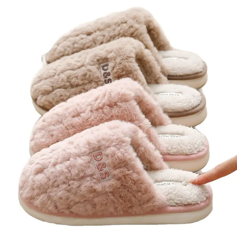 Women Cotton Stuffed Slippers Warm Anti-Slip Winter Indoor