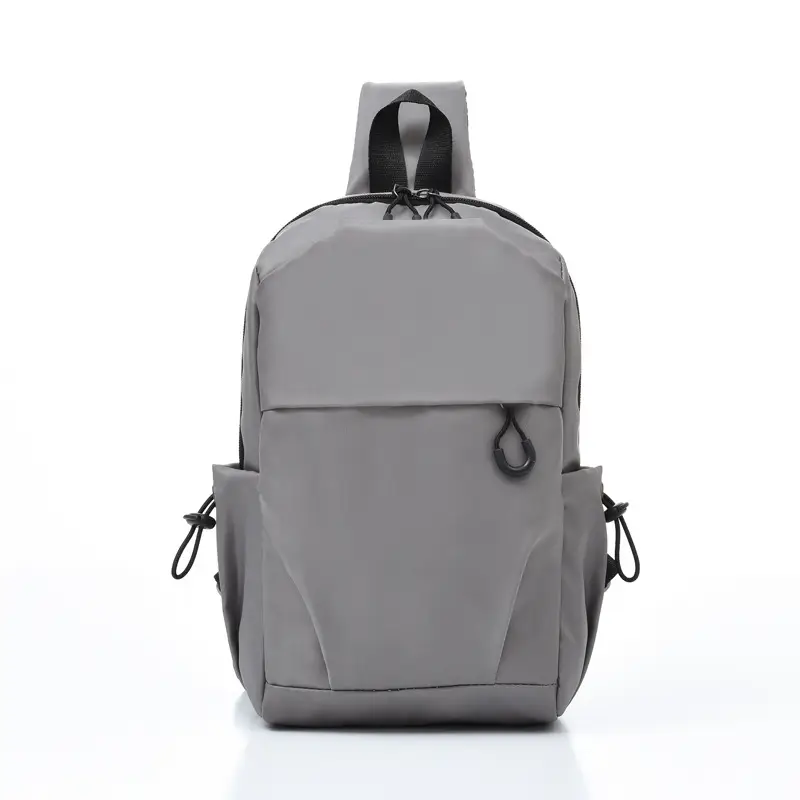 Men's Grey Water-Repellent Chest Bag with Crossbody Strap - Image 5