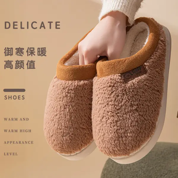Autumn and Winter Cute Bear Cotton Slippers for Women Indoor Home Warm Fleece-Lined Thickeneded Sole Anti-Slip Couple Plush Slippers - Image 10