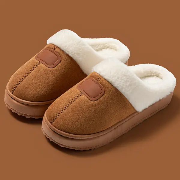 Autumn and Winter Cute Bear Cotton Slippers for Women Indoor Home Warm Fleece-Lined Thickeneded Sole Anti-Slip Couple Plush Slippers - Image 6