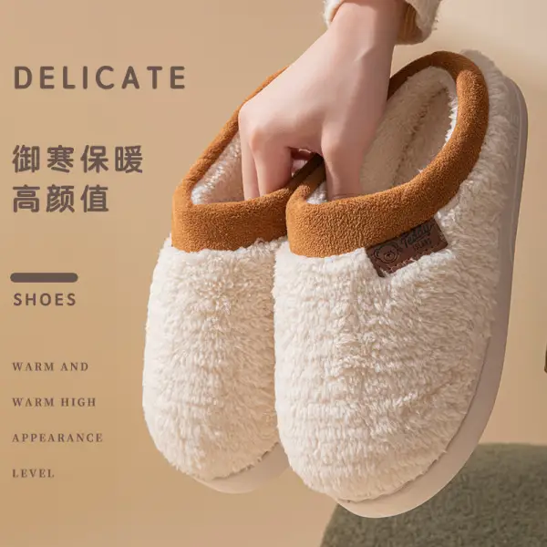 Autumn and Winter Cute Bear Cotton Slippers for Women Indoor Home Warm Fleece-Lined Thickeneded Sole Anti-Slip Couple Plush Slippers - Image 8