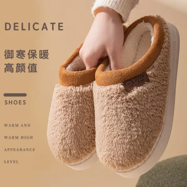Autumn and Winter Cute Bear Cotton Slippers for Women Indoor Home Warm Fleece-Lined Thickeneded Sole Anti-Slip Couple Plush Slippers - Image 9