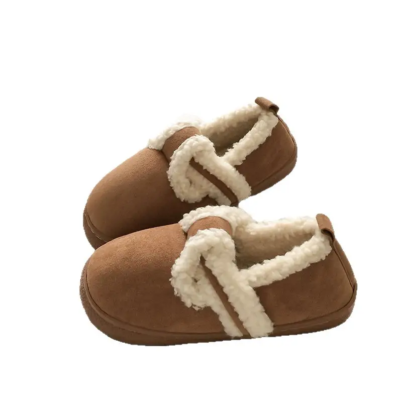 Women Velvet Lazy Slippers Brown Winter Warm