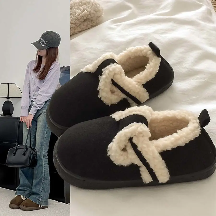 Women Velvet Lazy Slippers Brown Winter Warm — feature 13