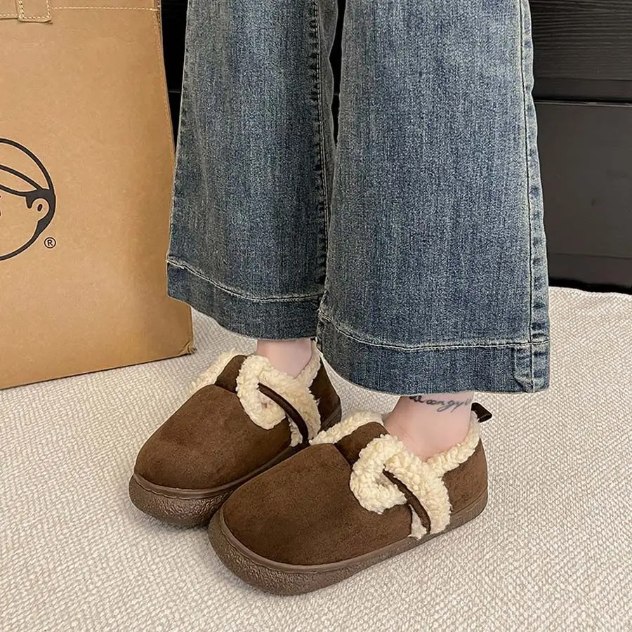 Women Velvet Lazy Slippers Brown Winter Warm — feature 19