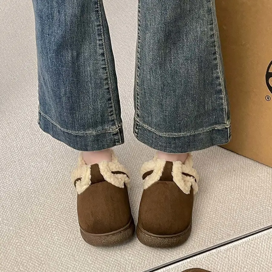Women Velvet Lazy Slippers Brown Winter Warm — feature 25
