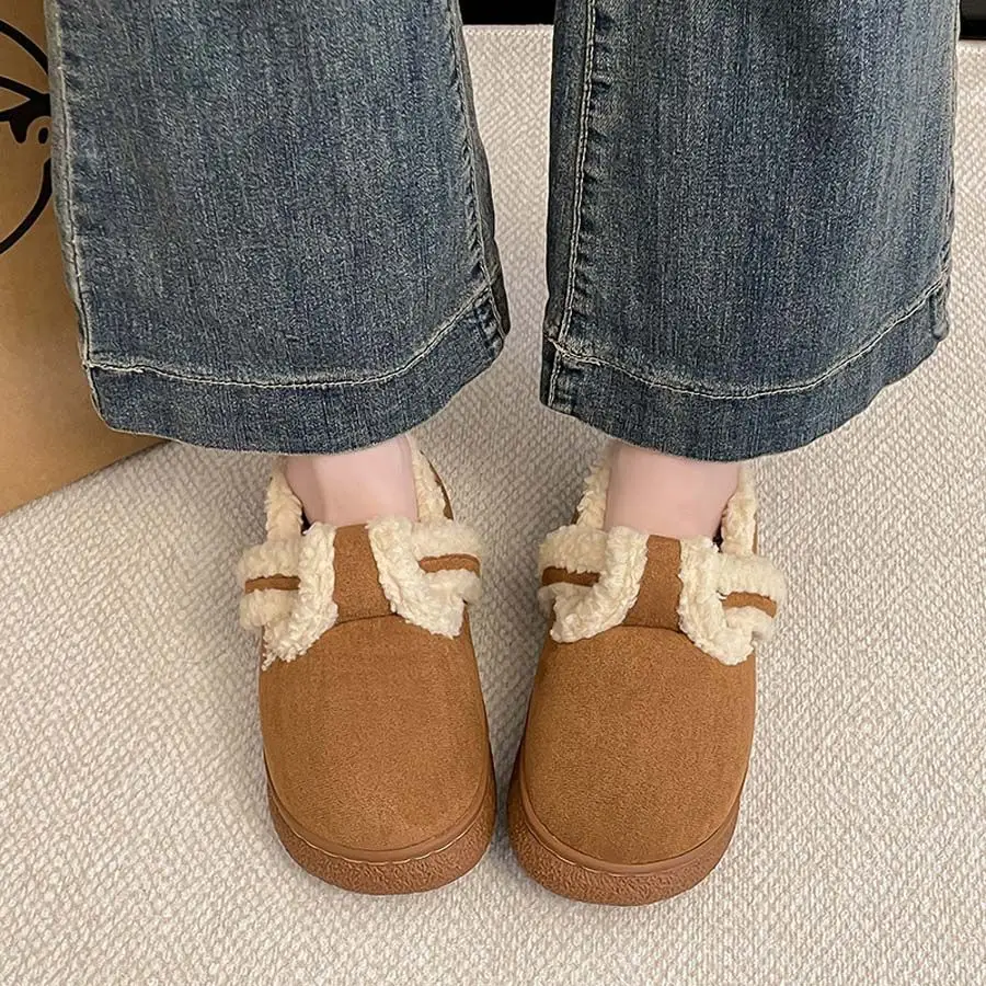Women Velvet Lazy Slippers Brown Winter Warm — feature 29