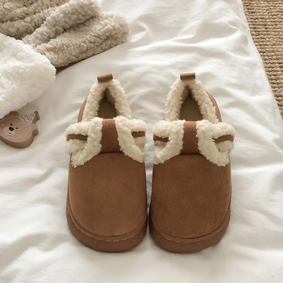 Women Velvet Lazy Slippers Brown Winter Warm — feature 32