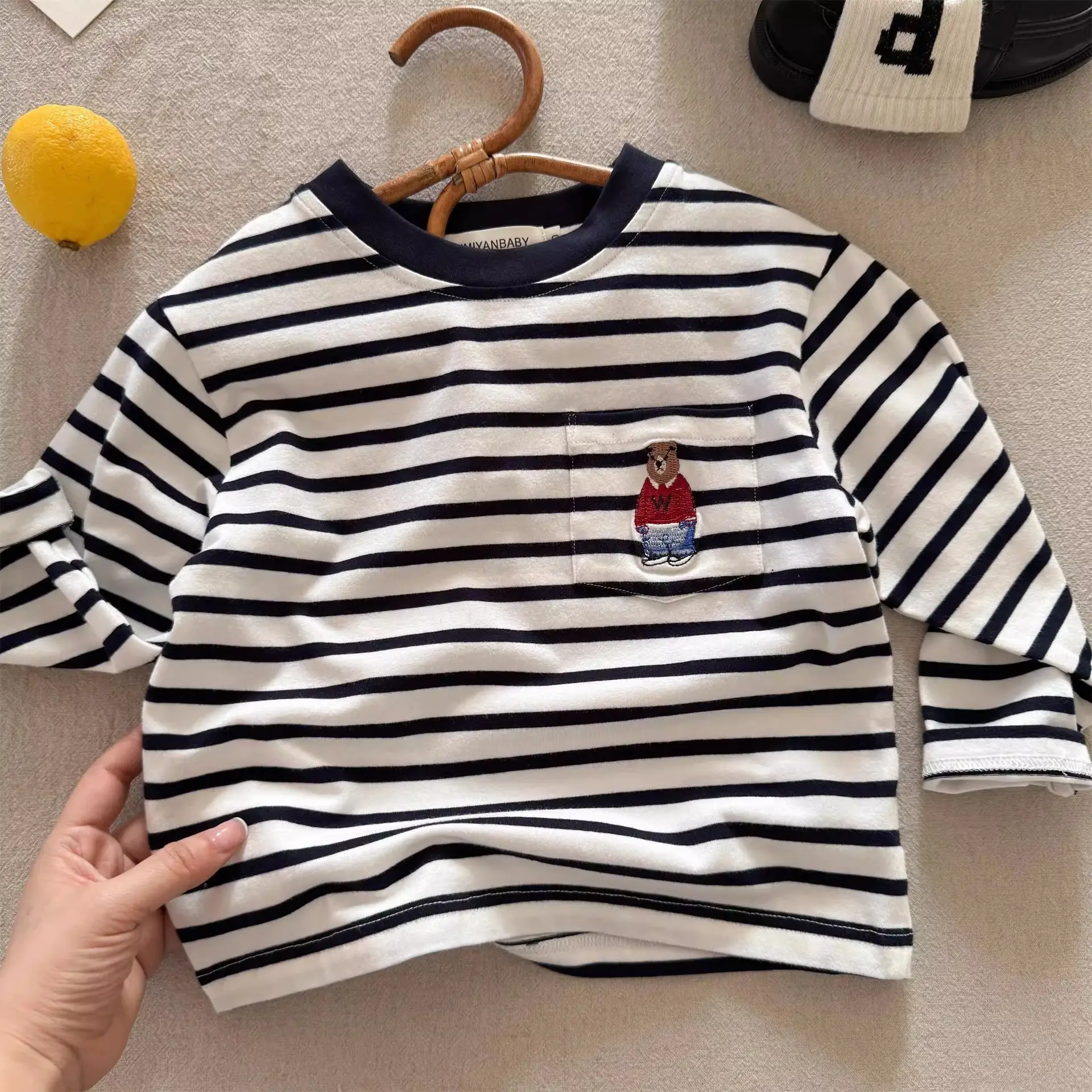 Children Long Sleeve T-Shirt Bear Print 2025 Autumn - Image 4