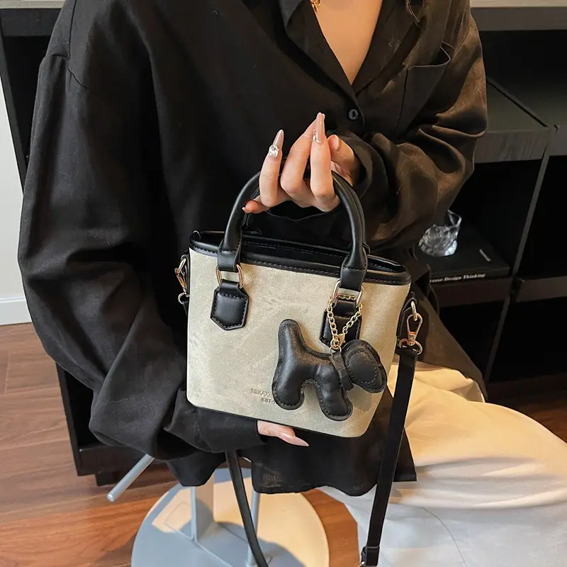 Women's One-Shoulder Luxury Handbag Brown Grey Textured Leather - Image 8