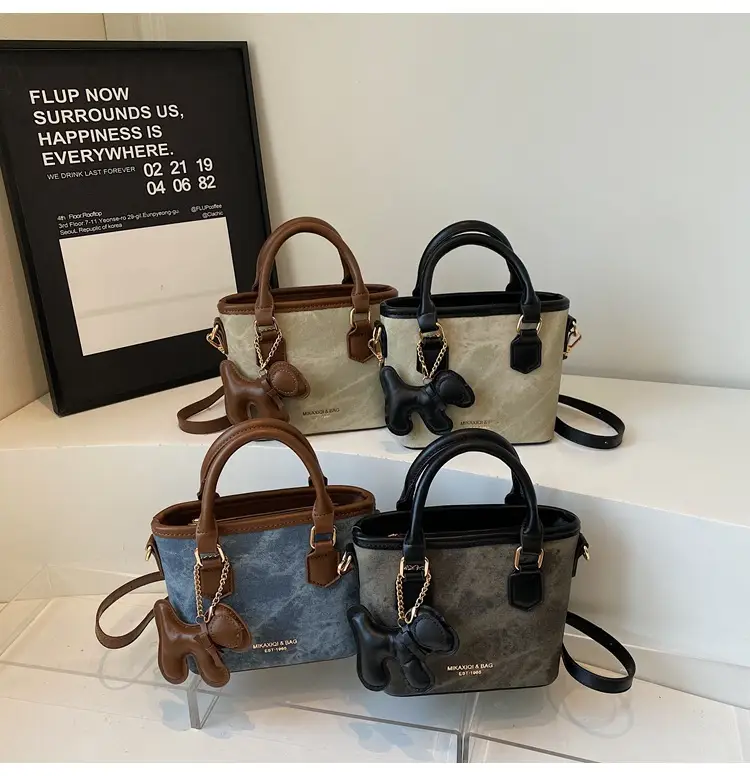 Women's One-Shoulder Luxury Handbag Brown Grey Textured Leather — feature 20