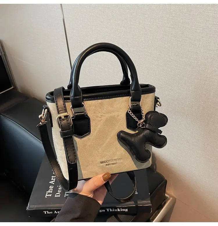 Women's One-Shoulder Luxury Handbag Brown Grey Textured Leather — feature 34