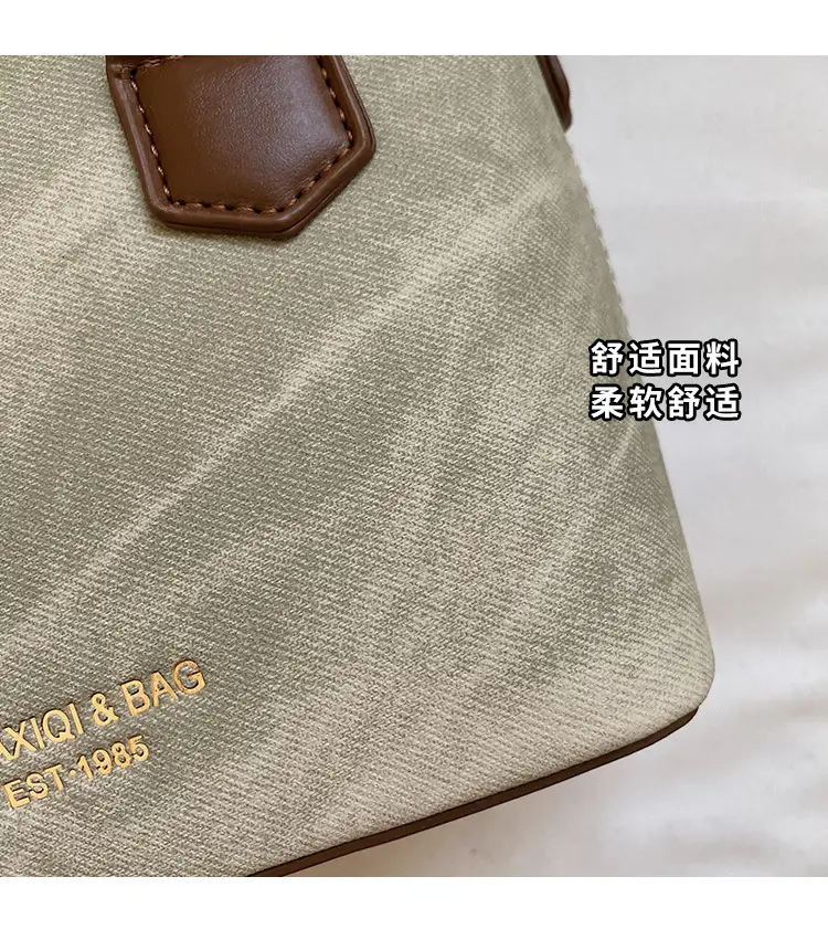 Women's One-Shoulder Luxury Handbag Brown Grey Textured Leather — feature 5