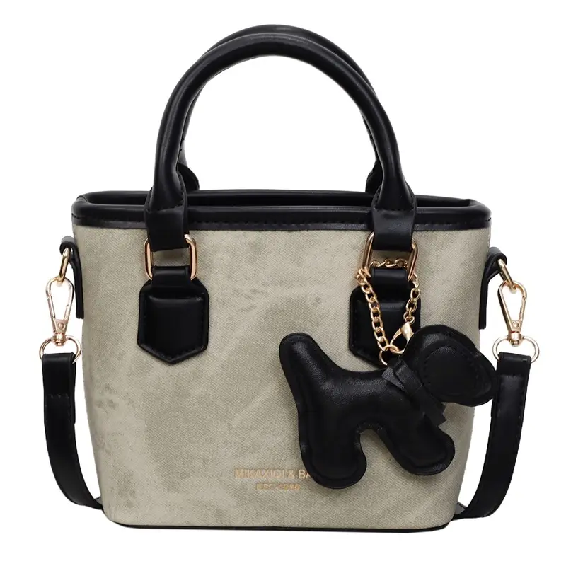 Women's One-Shoulder Luxury Handbag Brown Grey Textured Leather - Image 2