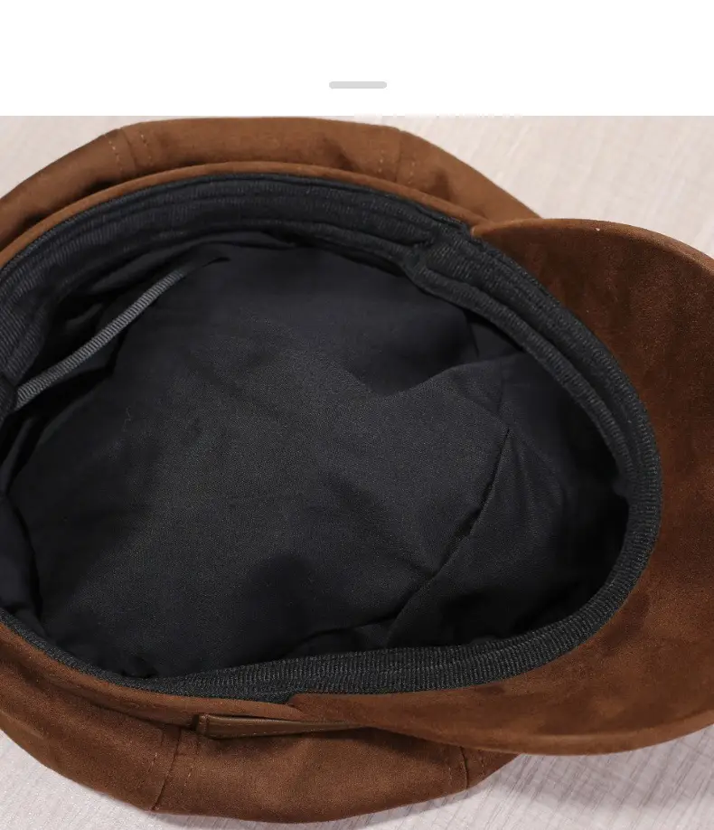 Women Leather Brim Hat Black Brown Grey New Autumn Retro Newsboy Cap — feature 12